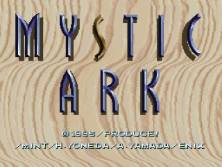 Mystic Ark title screen for Super Famicom